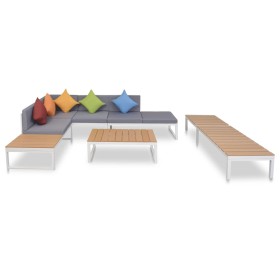 Set de muebles de jardín 5 piezas y cojines aluminio y WPC de vidaXL, Conjuntos de jardín - Ref: Foro24-42870, Precio: 923,65...