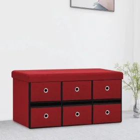 Red synthetic linen folding storage bench 76x38x38 cm by , Benches for halls and storage - Ref: Foro24-338816, Price: 63,67 €...