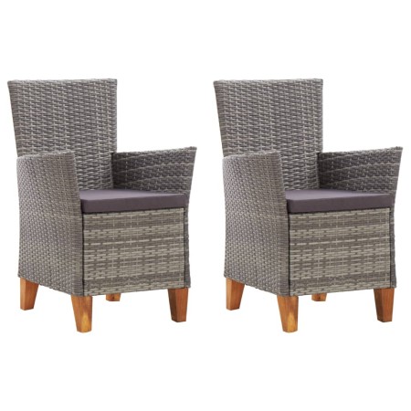 Gartenstühle 2 Einheiten mit grauen synthetischen Rattankissen von , Gartenstühle - Ref: Foro24-46003, Preis: 180,54 €, Rabat...