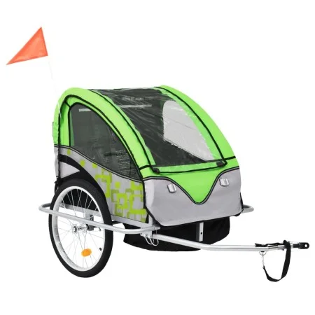 Bicycle trailer and stroller 2 in 1 green and gray by vidaXL, Bicycle trailers - Ref: Foro24-91378, Price: 195,08 €, Discount: %