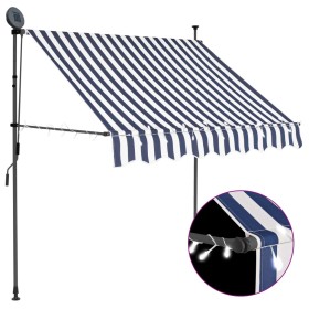 Toldo manual retráctil con LED azul y blanco 100 cm