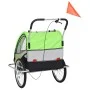 Bicycle trailer and stroller 2 in 1 green and gray by vidaXL, Bicycle trailers - Ref: Foro24-91378, Price: 195,08 €, Discount: %