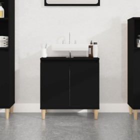 Armario para lavabo madera contrachapada negro 58x33x60 cm