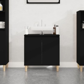 Armario para lavabo madera contrachapada negro 58x33x60 cm de , Tocadores de baño - Ref: Foro24-821253, Precio: 50,07 €, Desc...