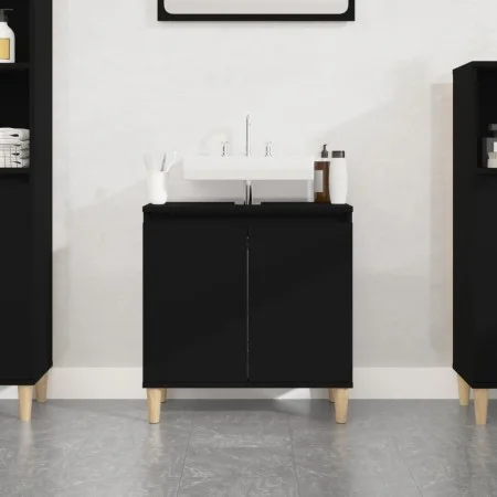 Armario para lavabo madera contrachapada negro 58x33x60 cm de , Tocadores de baño - Ref: Foro24-821253, Precio: 49,33 €, Desc...