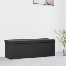 Black Faux Linen Folding Storage Bench by , Benches for halls and storage - Ref: Foro24-338791, Price: 61,03 €, Discount: %