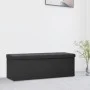 Foldable black synthetic linen storage bench by , Benches for halls and storage - Ref: Foro24-338791, Price: 61,03 €, Discoun...