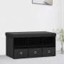 Black synthetic linen folding storage bench 76x38x38 cm by , Benches for halls and storage - Ref: Foro24-338804, Price: 59,71...