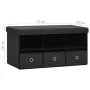 Black synthetic linen folding storage bench 76x38x38 cm by , Benches for halls and storage - Ref: Foro24-338804, Price: 59,71...
