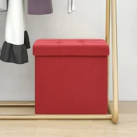 Red wine red synthetic linen folding storage stool by , Folding stools and chairs - Ref: Foro24-338768, Price: 22,94 €, Disco...