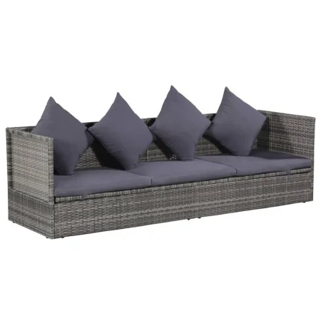 Cama de jardín 200x60 cm ratán sintético gris de vidaXL, Tumbonas - Ref: Foro24-43959, Precio: 261,59 €, Descuento: %