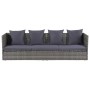 Cama de jardín 200x60 cm ratán sintético gris