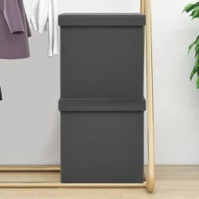 Folding storage stools 2 units gray PVC by , Folding stools and chairs - Ref: Foro24-338788, Price: 33,75 €, Discount: %
