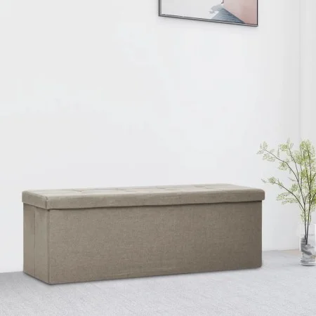 Foldable storage bench in gray taupe synthetic linen by , Benches for halls and storage - Ref: Foro24-338797, Price: 60,29 €,...