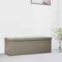 Foldable storage bench in gray taupe synthetic linen by , Benches for halls and storage - Ref: Foro24-338797, Price: 61,92 €,...