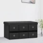 Folding storage bench in black synthetic linen 76x38x38 cm by , Benches for halls and storage - Ref: Foro24-338811, Price: 71...
