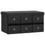 Folding storage bench in black synthetic linen 76x38x38 cm by , Benches for halls and storage - Ref: Foro24-338811, Price: 71...