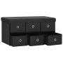 Folding storage bench in black synthetic linen 76x38x38 cm by , Benches for halls and storage - Ref: Foro24-338811, Price: 71...