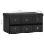 Folding storage bench in black synthetic linen 76x38x38 cm by , Benches for halls and storage - Ref: Foro24-338811, Price: 71...