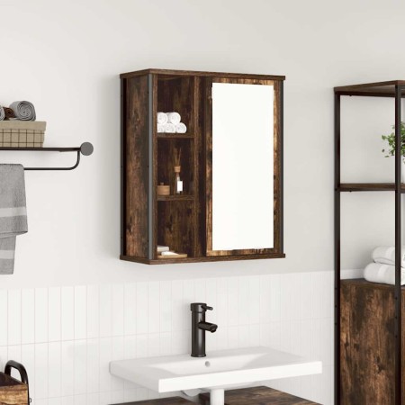Mueble de baño de pared con espejo roble ahumado 50x21x60 cm en Tocadores de baño | Comprar online en Foro24