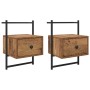 Armario de Noche 2 pcs Madera envejecida 35 x 30 x 51 cm