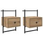 Armario de Noche 2 pcs Roble artesanal 35 x 30 x 51 cm
