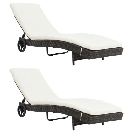 Liegen mit Rädern und Kissen 2 Einheiten braunes synthetisches Rattan von , Liegen - Ref: Foro24-3078464, Preis: 345,04 €, Ra...