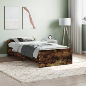 Bettgestell aus geräuchertem Eichenholzwerkstoff, 90 x 190 cm von , Betten und Lattenroste - Ref: Foro24-835943, Preis: 73,92...