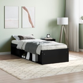 Black bed frame 75x190 cm by , Beds and slatted bases - Ref: Foro24-3203846, Price: 111,89 €, Discount: %