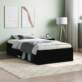 Black bed frame 90x200 cm by , Beds and slatted bases - Ref: Foro24-3203825, Price: 118,54 €, Discount: %