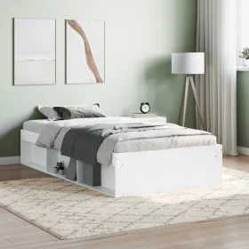 White bed frame 90x190 cm by , Beds and slatted bases - Ref: Foro24-3203838, Price: 127,85 €, Discount: %