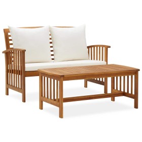 Muebles de jardín 2 piezas con cojines madera maciza de acacia