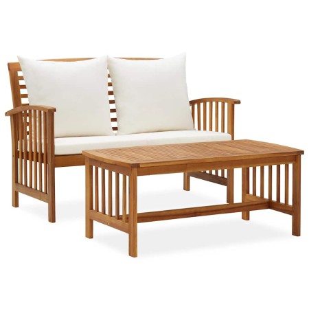Muebles de jardín 2 piezas con cojines madera maciza de acacia