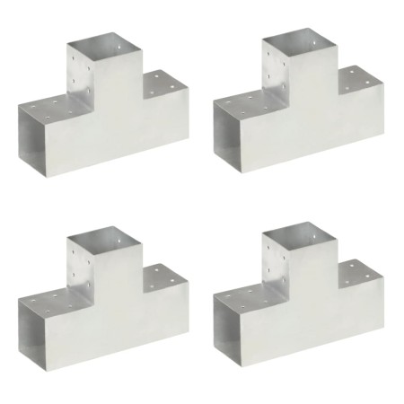 Conectores de postes en T 4 uds metal galvanizado 101x101 mm