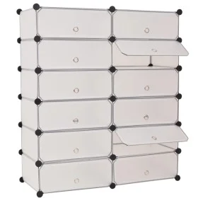 Stackable shoe rack with 12 white compartments by vidaXL, Shoe racks and shoe organizers - Ref: Foro24-244921, Price: 58,13 €...
