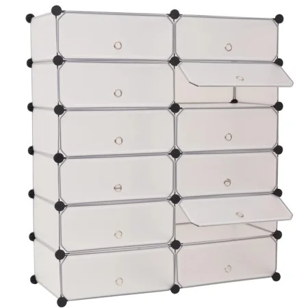 Stackable shoe rack with 12 white compartments by vidaXL, Shoe racks and shoe organizers - Ref: Foro24-244921, Price: 58,13 €...