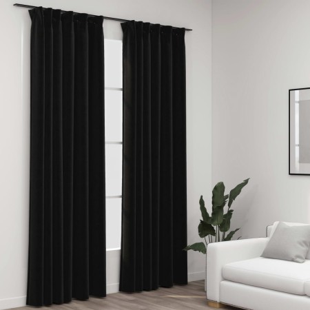 Cortinas opacas ganchos look de lino 2 pzas antracita 140x245cm