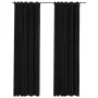 Blackout curtains with linen-look hooks, 2 pieces, anthracite color, 140x245cm. by , Curtains and curtains - Ref: Foro24-3211...
