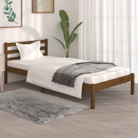Estructura de cama madera maciza de pino marrón miel 90x190 cm