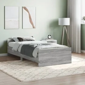 Sonoma gray engineered wood bed frame 90x200 cm by , Beds and slatted bases - Ref: Foro24-835930, Price: 90,00 €, Discount: %