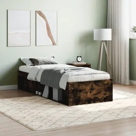 Smoked oak bed frame 75x190 cm by , Beds and slatted bases - Ref: Foro24-3203849, Price: 100,64 €, Discount: %