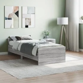 Estructura de cama madera de ingeniería Sonoma gris 75x190 cm de , Camas y somieres - Ref: Foro24-835951, Precio: 79,09 €, De...