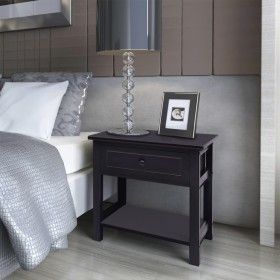 Mesita de noche de madera negro de vidaXL, Mesitas de noche - Ref: Foro24-242872, Precio: 49,03 €, Descuento: %