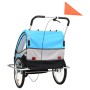 Blauer und grauer 2-in-1-Fahrrad- und Kinderwagenanhänger von vidaXL, Fahrradanhänger - Ref: Foro24-91377, Preis: 199,06 €, R...