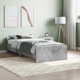 Concrete gray engineered wood bed frame 90x190 cm by , Beds and slatted bases - Ref: Foro24-835942, Price: 78,76 €, Discount: %