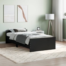 Estructura de cama madera contrachapada negra 90x190 cm