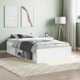 White bed frame 90x200 cm by , Beds and slatted bases - Ref: Foro24-3203824, Price: 118,08 €, Discount: %