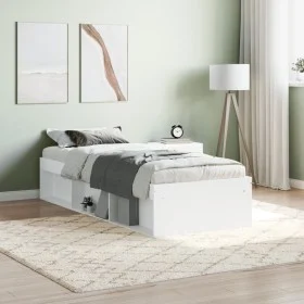White bed frame 75x190 cm by , Beds and slatted bases - Ref: Foro24-3203845, Price: 128,20 €, Discount: %