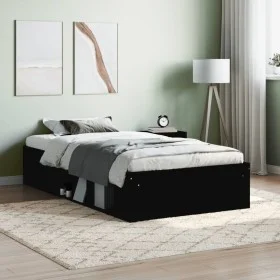 Black bed frame 90x190 cm by , Beds and slatted bases - Ref: Foro24-3203839, Price: 143,66 €, Discount: %