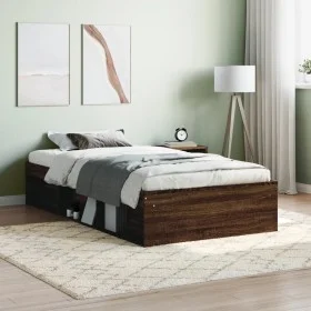 Estructura de cama roble marrón 90x200 cm de , Camas y somieres - Ref: Foro24-3203830, Precio: 146,48 €, Descuento: %